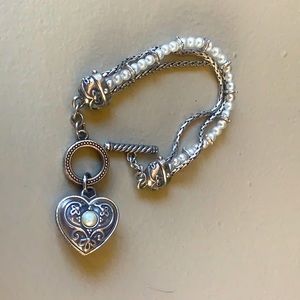 Vintage Brighton Silver and Pearl Bracelet